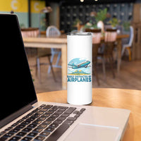 Funny Pilot Aviation Skinny Tumbler Easily Distracted By Airplanes Lover - Wonder Print Shop