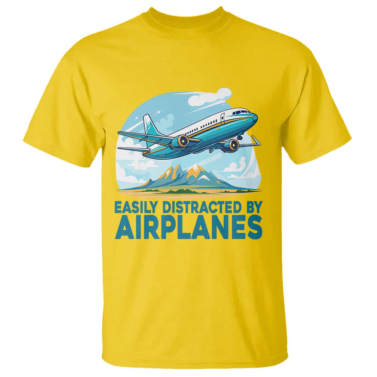 Funny Pilot Aviation T Shirt Easily Distracted By Airplanes Lover - Wonder Print Shop