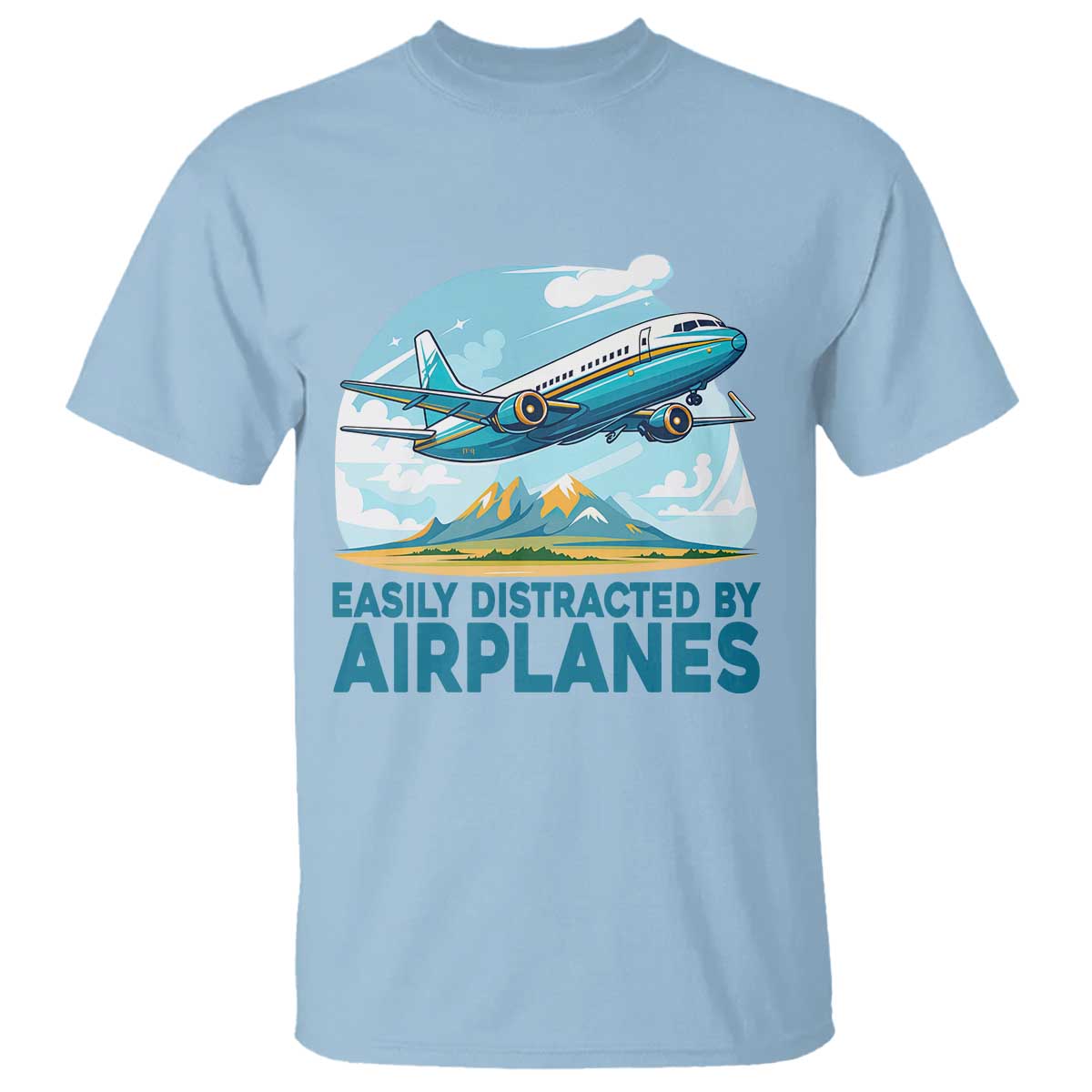 Funny Pilot Aviation T Shirt Easily Distracted By Airplanes Lover - Wonder Print Shop
