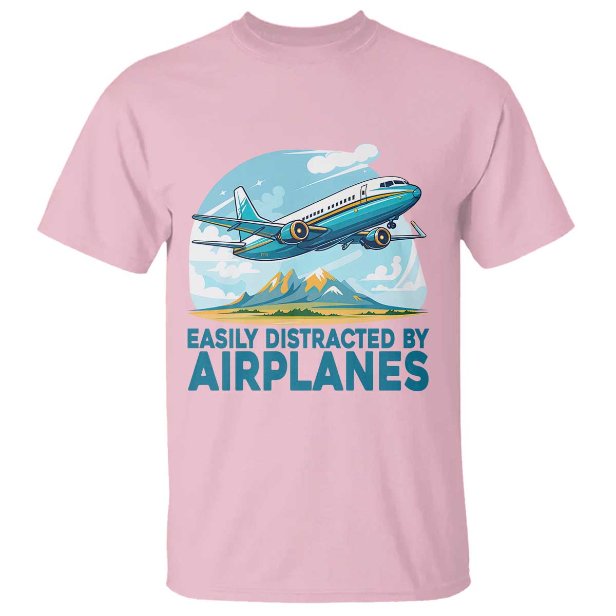 Funny Pilot Aviation T Shirt Easily Distracted By Airplanes Lover - Wonder Print Shop