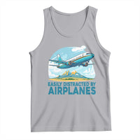 Funny Pilot Aviation Tank Top Easily Distracted By Airplanes Lover - Wonder Print Shop