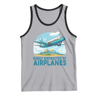 Funny Pilot Aviation Tank Top Easily Distracted By Airplanes Lover - Wonder Print Shop