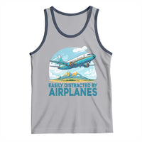 Funny Pilot Aviation Tank Top Easily Distracted By Airplanes Lover - Wonder Print Shop