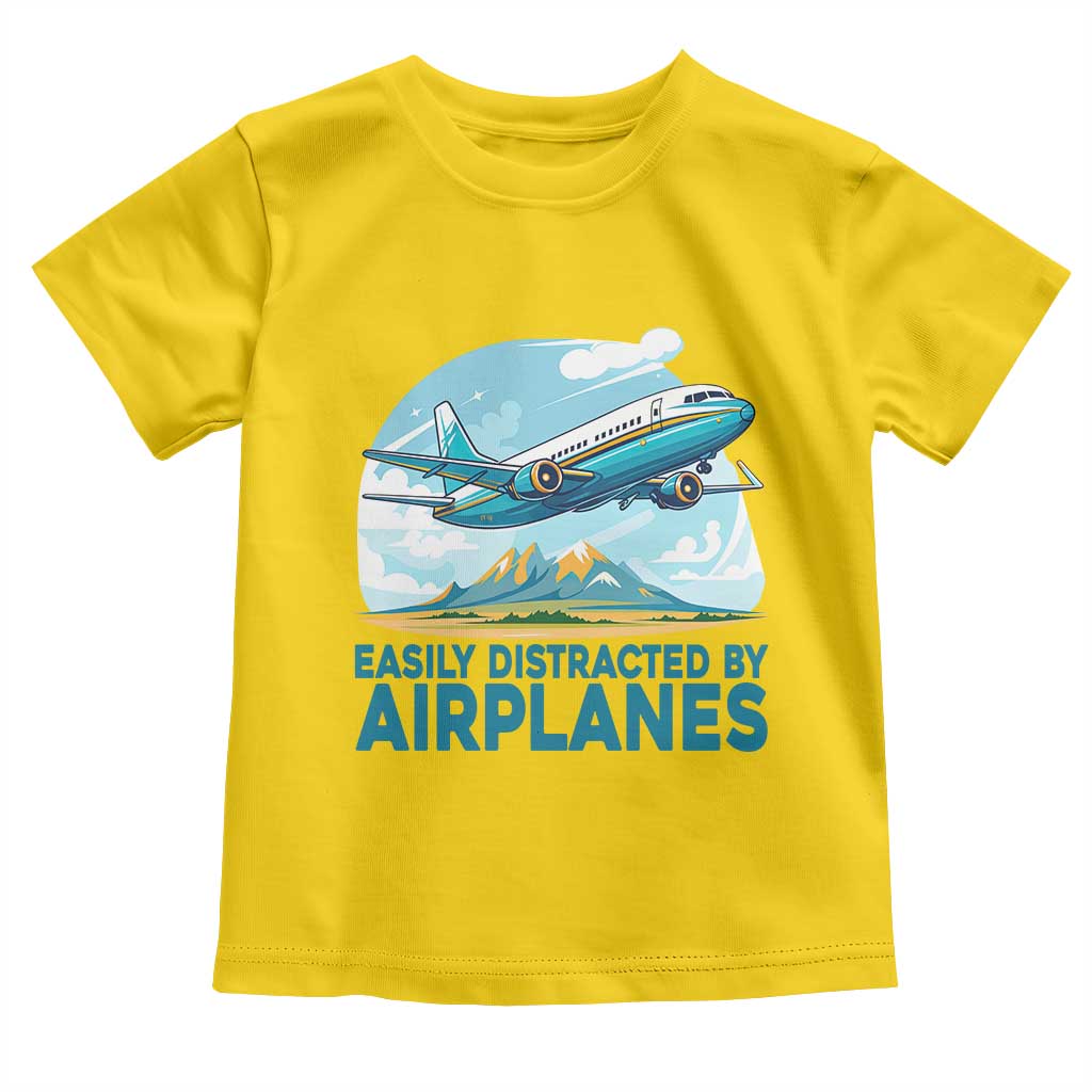 Funny Pilot Aviation Toddler T Shirt Easily Distracted By Airplanes Lover - Wonder Print Shop