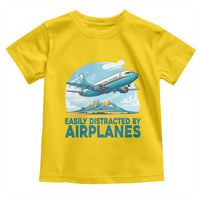 Funny Pilot Aviation Toddler T Shirt Easily Distracted By Airplanes Lover - Wonder Print Shop