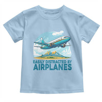 Funny Pilot Aviation Toddler T Shirt Easily Distracted By Airplanes Lover - Wonder Print Shop