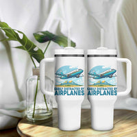 Funny Pilot Aviation Tumbler With Handle Easily Distracted By Airplanes Lover - Wonder Print Shop