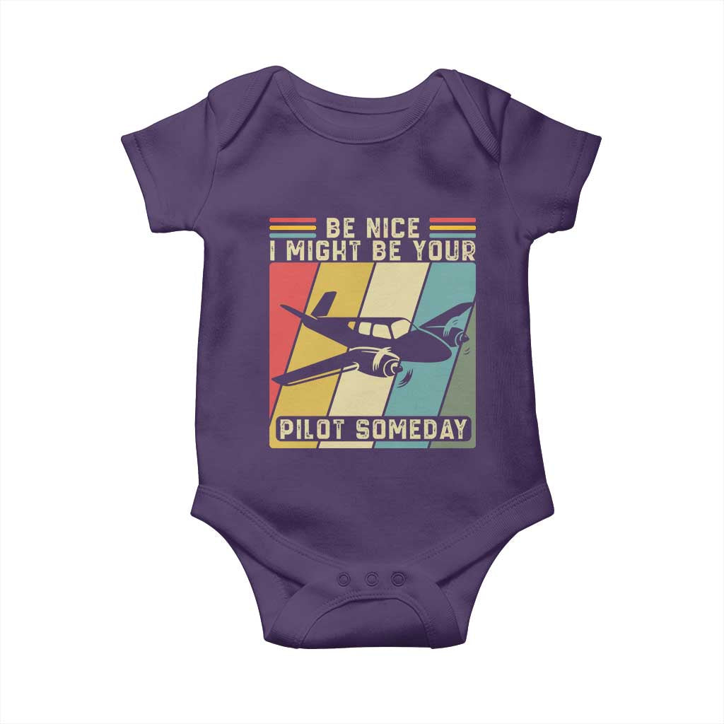 Funny Aviation Pilot Baby Onesie Be Nice I Might Be Your Piolot Someday - Wonder Print Shop