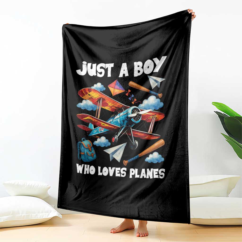 Funny Pilot Airplane Lovers Throw Blanket Just A Boy Who Loves Planes - Wonder Print Shop