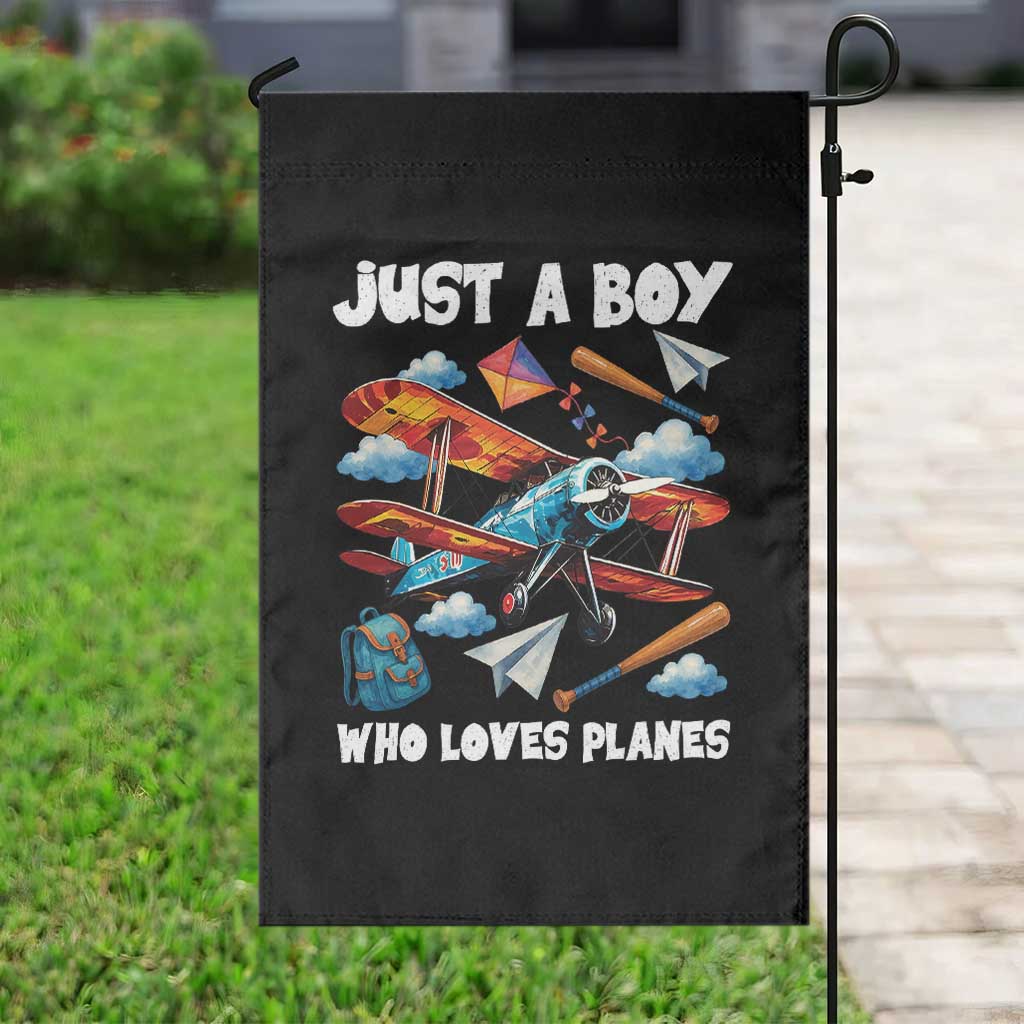Funny Pilot Airplane Lovers Garden Flag Just A Boy Who Loves Planes - Wonder Print Shop