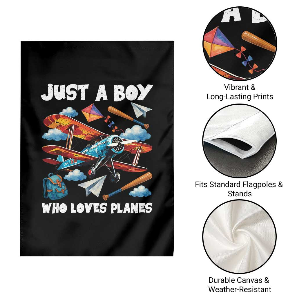 Funny Pilot Airplane Lovers Garden Flag Just A Boy Who Loves Planes - Wonder Print Shop