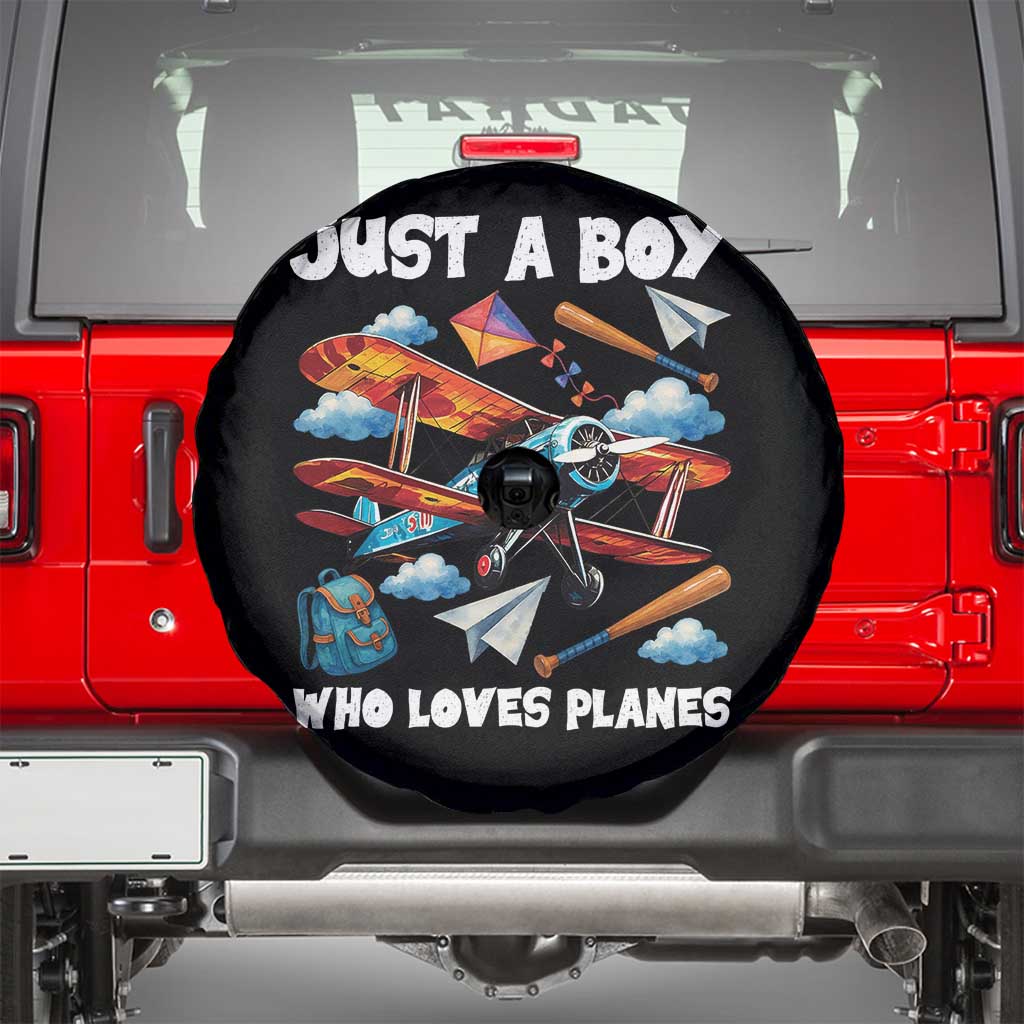 Funny Pilot Airplane Lovers Spare Tire Cover Just A Boy Who Loves Planes - Wonder Print Shop