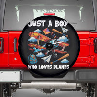 Funny Pilot Airplane Lovers Spare Tire Cover Just A Boy Who Loves Planes - Wonder Print Shop
