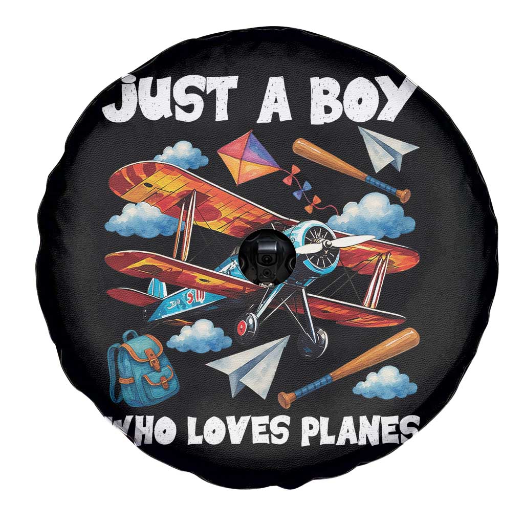 Funny Pilot Airplane Lovers Spare Tire Cover Just A Boy Who Loves Planes - Wonder Print Shop