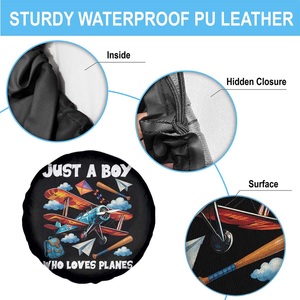 Funny Pilot Airplane Lovers Spare Tire Cover Just A Boy Who Loves Planes - Wonder Print Shop