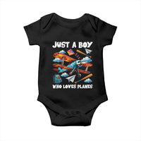 Funny Pilot Airplane Lovers Baby Onesie Just A Boy Who Loves Planes - Wonder Print Shop