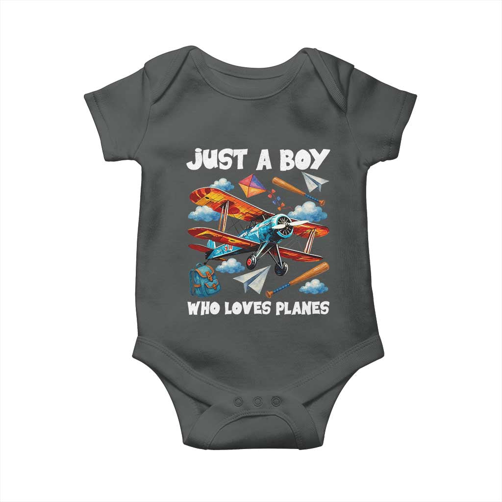 Funny Pilot Airplane Lovers Baby Onesie Just A Boy Who Loves Planes - Wonder Print Shop