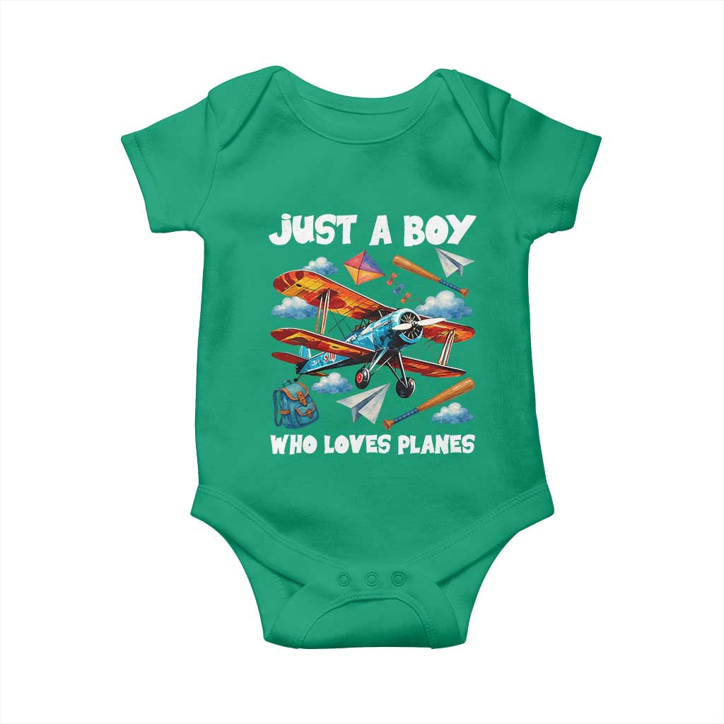 Funny Pilot Airplane Lovers Baby Onesie Just A Boy Who Loves Planes - Wonder Print Shop