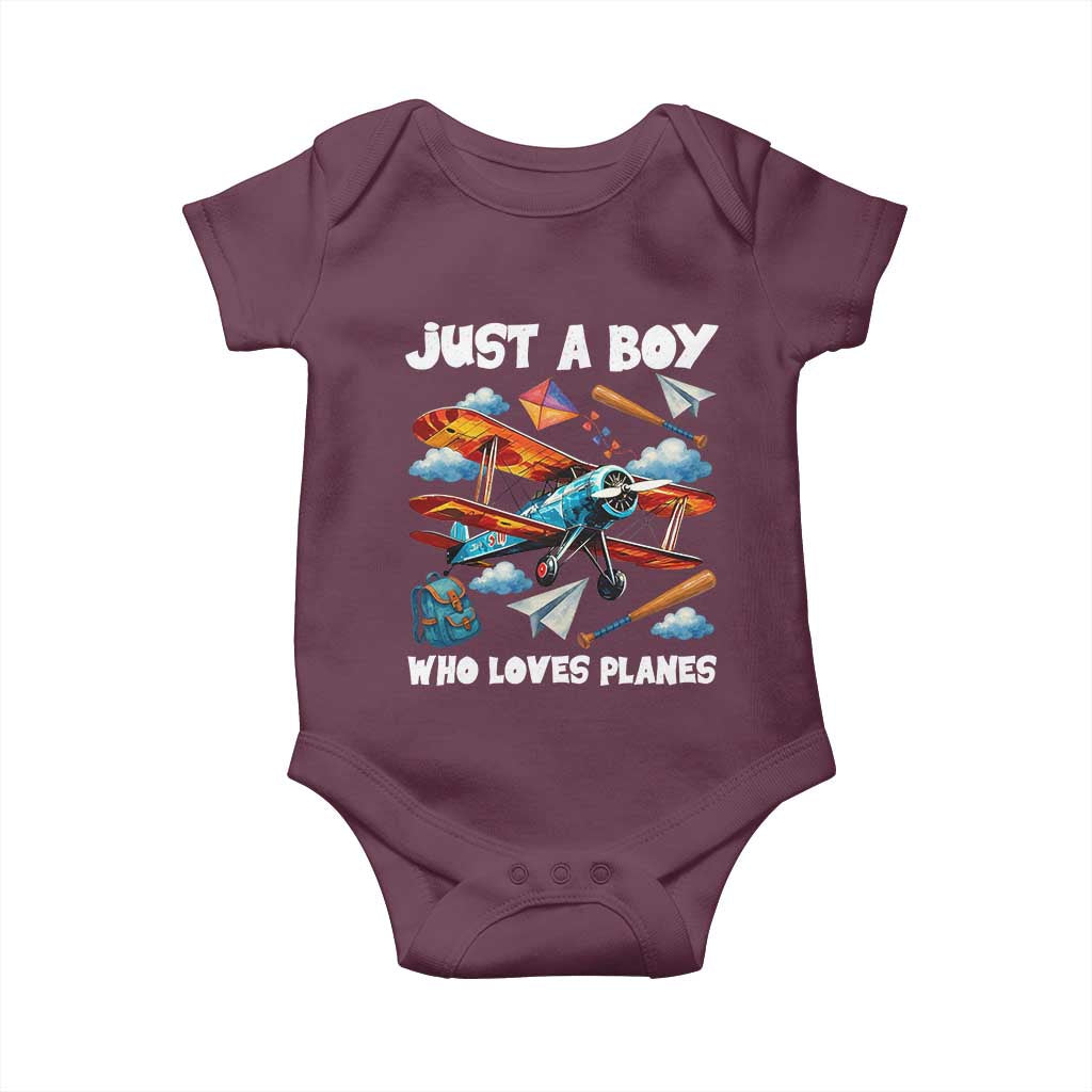 Funny Pilot Airplane Lovers Baby Onesie Just A Boy Who Loves Planes - Wonder Print Shop