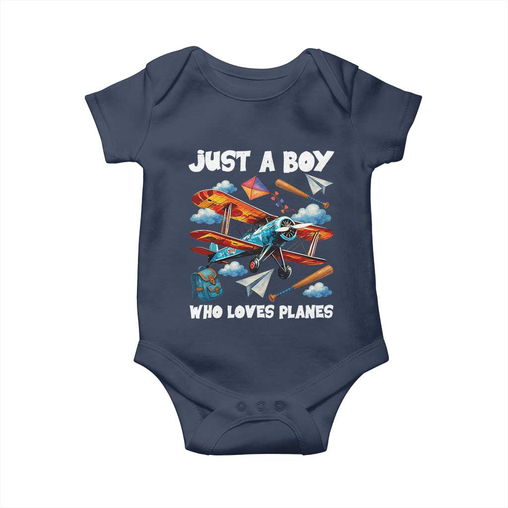 Funny Pilot Airplane Lovers Baby Onesie Just A Boy Who Loves Planes - Wonder Print Shop