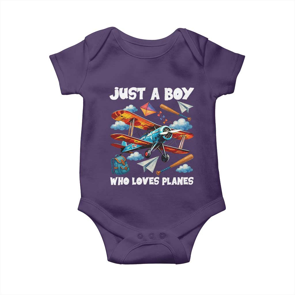 Funny Pilot Airplane Lovers Baby Onesie Just A Boy Who Loves Planes - Wonder Print Shop