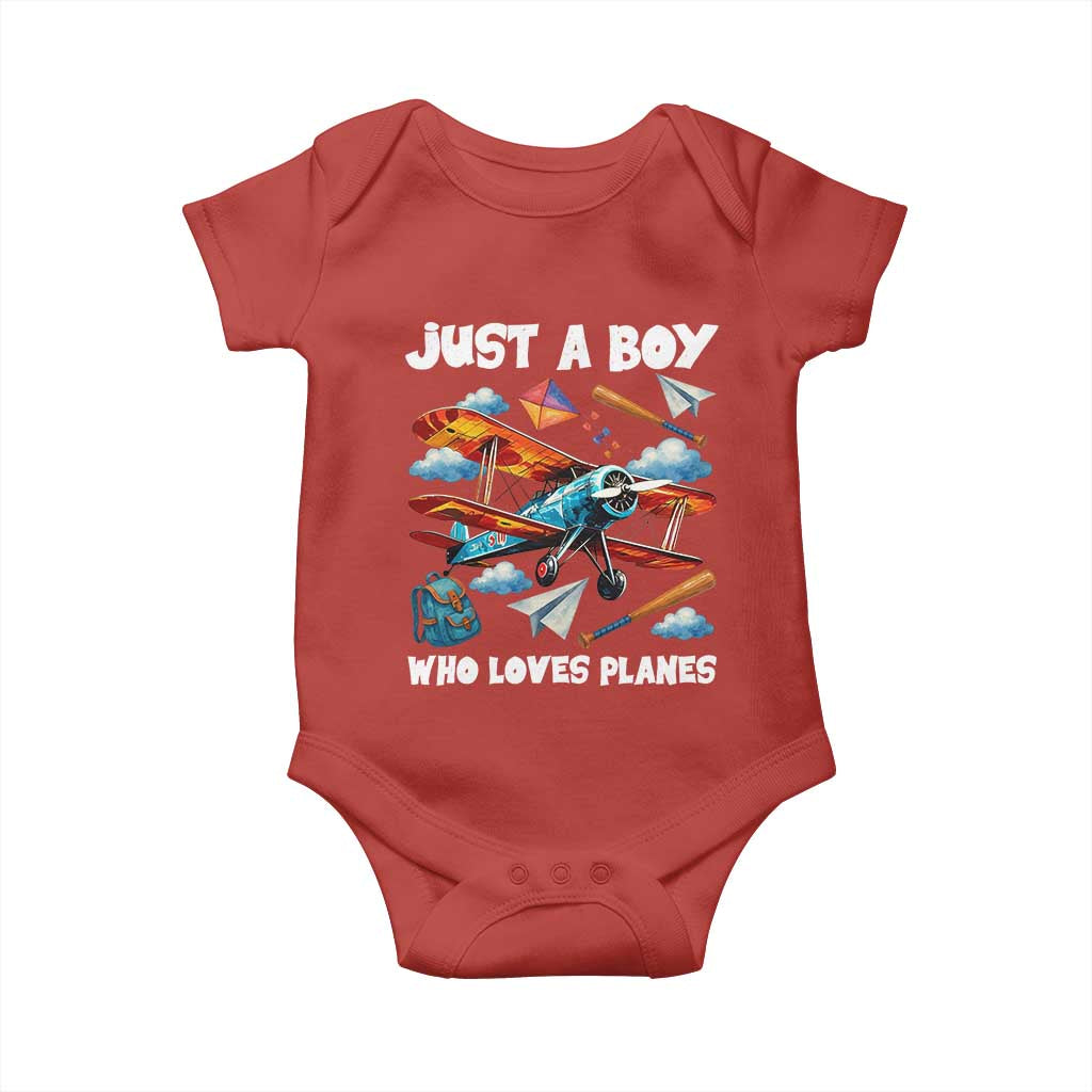 Funny Pilot Airplane Lovers Baby Onesie Just A Boy Who Loves Planes - Wonder Print Shop