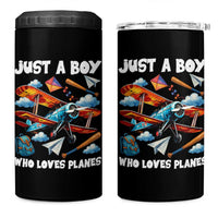 Funny Pilot Airplane Lovers 4 in 1 Can Cooler Tumbler Just A Boy Who Loves Planes - Wonder Print Shop