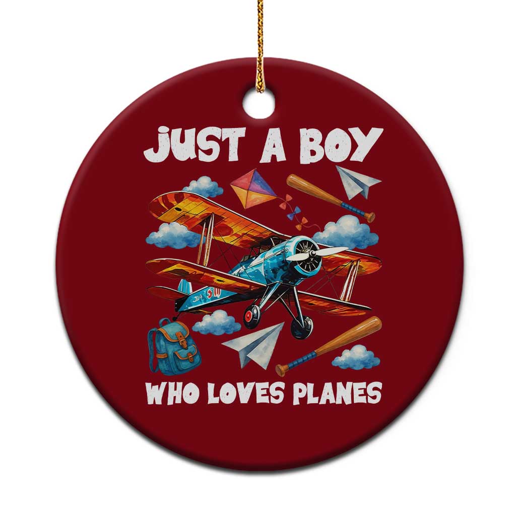 Funny Pilot Airplane Lovers Ceramic Ornament Just A Boy Who Loves Planes - Wonder Print Shop