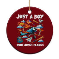 Funny Pilot Airplane Lovers Ceramic Ornament Just A Boy Who Loves Planes - Wonder Print Shop