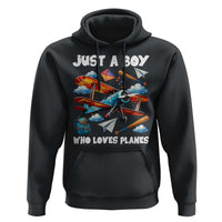 Funny Pilot Airplane Lovers Hoodie Just A Boy Who Loves Planes - Wonder Print Shop