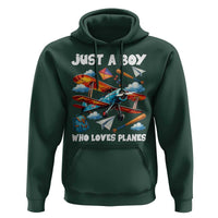 Funny Pilot Airplane Lovers Hoodie Just A Boy Who Loves Planes - Wonder Print Shop