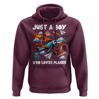 Funny Pilot Airplane Lovers Hoodie Just A Boy Who Loves Planes - Wonder Print Shop