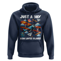 Funny Pilot Airplane Lovers Hoodie Just A Boy Who Loves Planes - Wonder Print Shop