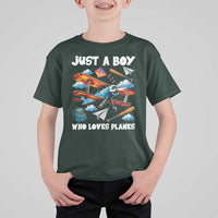 Funny Pilot Airplane Lovers T Shirt For Kid Just A Boy Who Loves Planes - Wonder Print Shop