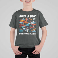Funny Pilot Airplane Lovers T Shirt For Kid Just A Boy Who Loves Planes - Wonder Print Shop