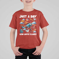 Funny Pilot Airplane Lovers T Shirt For Kid Just A Boy Who Loves Planes - Wonder Print Shop