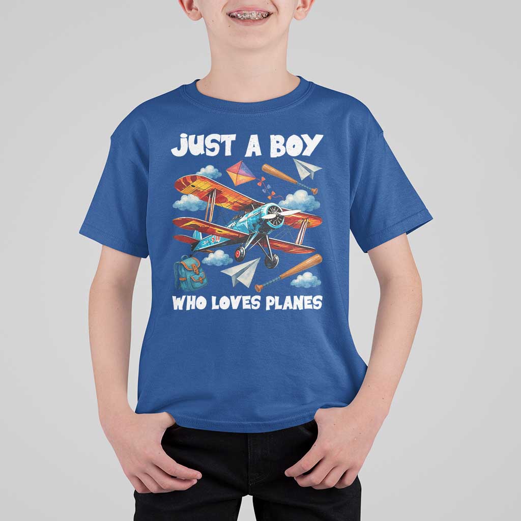 Funny Pilot Airplane Lovers T Shirt For Kid Just A Boy Who Loves Planes - Wonder Print Shop