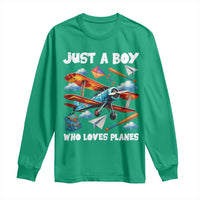 Funny Pilot Airplane Lovers Long Sleeve Shirt Just A Boy Who Loves Planes - Wonder Print Shop