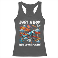 Funny Pilot Airplane Lovers Racerback Tank Top Just A Boy Who Loves Planes - Wonder Print Shop