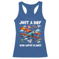 Funny Pilot Airplane Lovers Racerback Tank Top Just A Boy Who Loves Planes - Wonder Print Shop