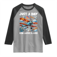 Funny Pilot Airplane Lovers Raglan Shirt Just A Boy Who Loves Planes - Wonder Print Shop