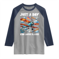 Funny Pilot Airplane Lovers Raglan Shirt Just A Boy Who Loves Planes - Wonder Print Shop