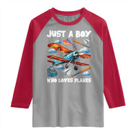 Funny Pilot Airplane Lovers Raglan Shirt Just A Boy Who Loves Planes - Wonder Print Shop