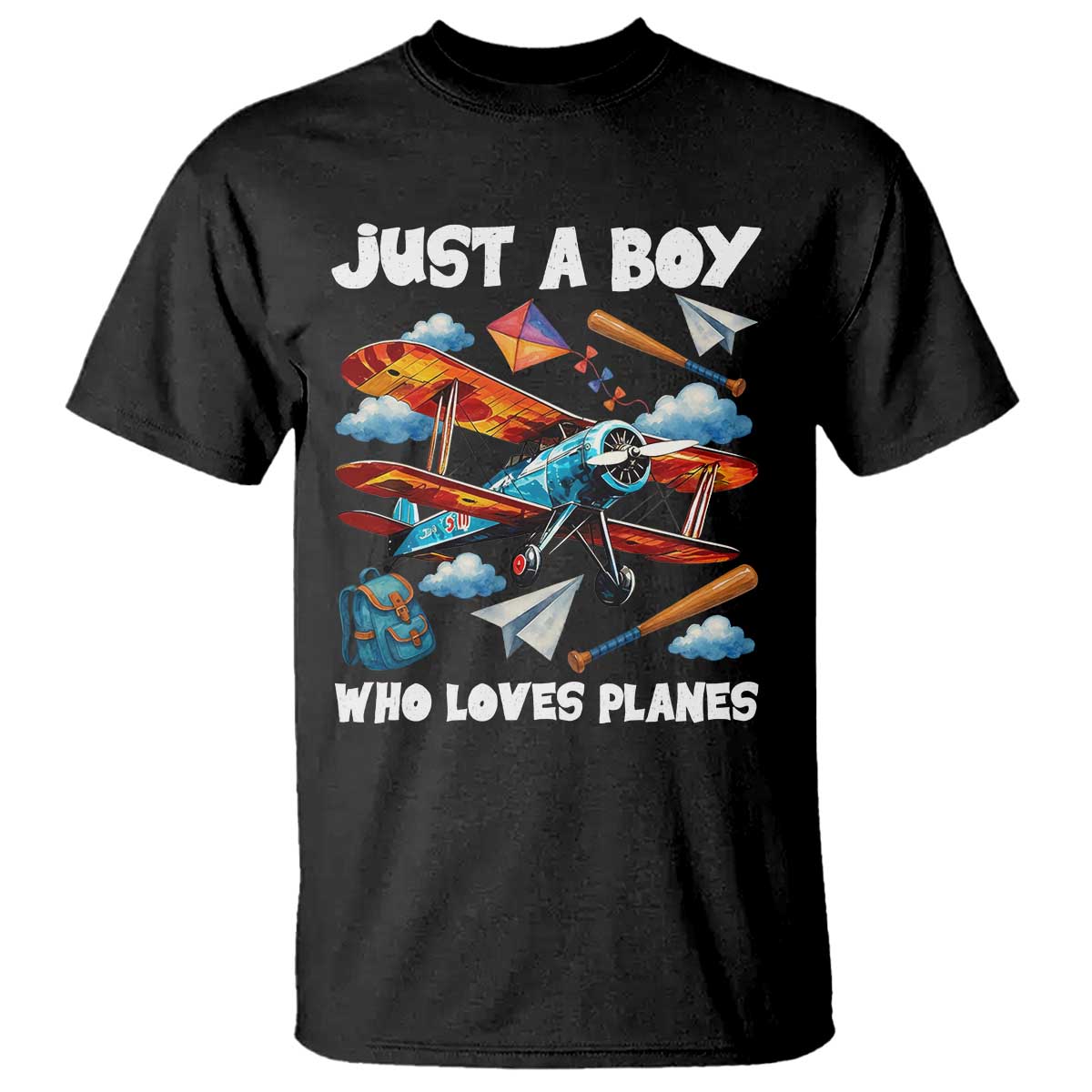 Funny Pilot Airplane Lovers T Shirt Just A Boy Who Loves Planes - Wonder Print Shop