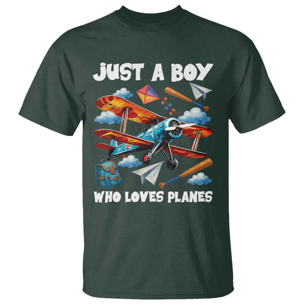 Funny Pilot Airplane Lovers T Shirt Just A Boy Who Loves Planes - Wonder Print Shop