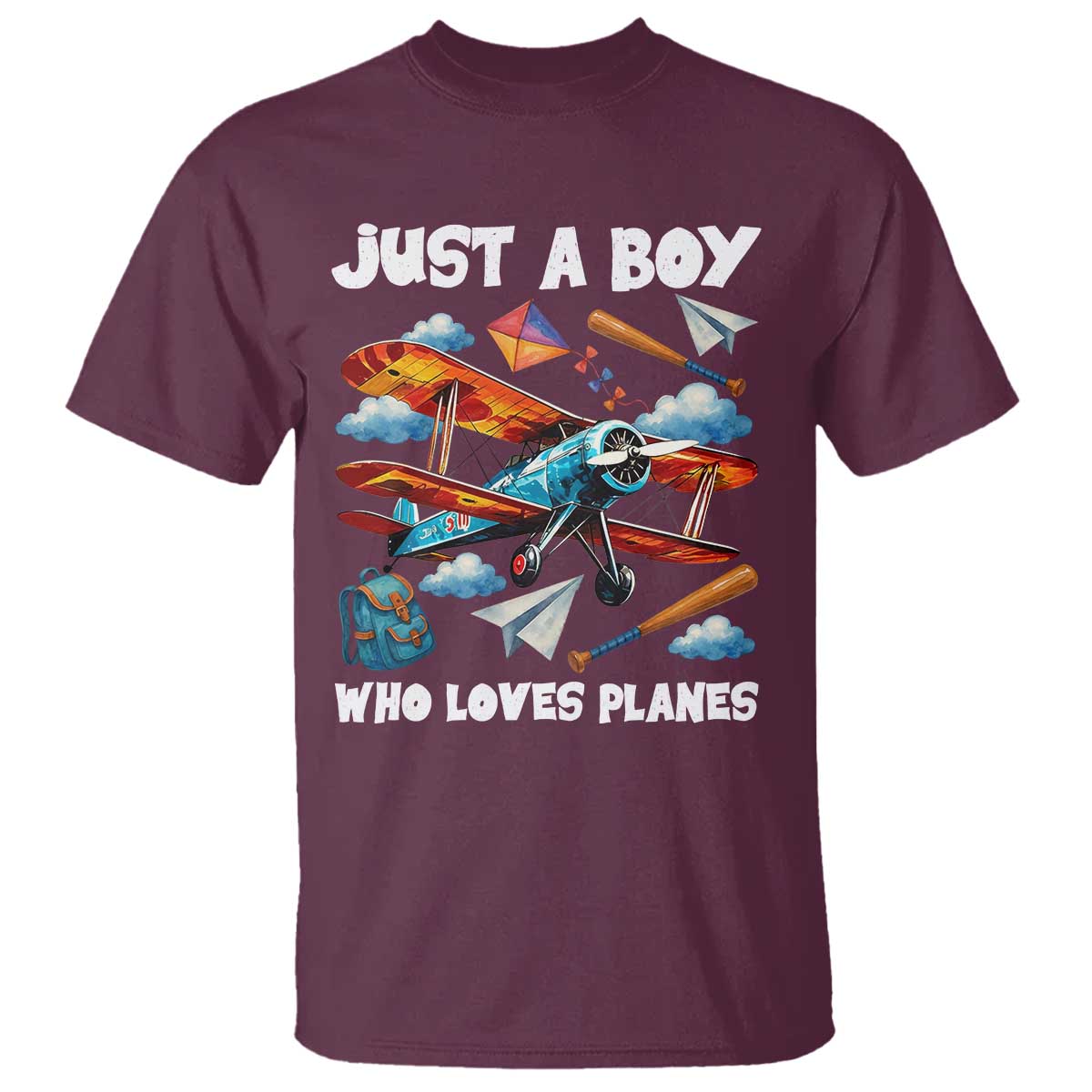 Funny Pilot Airplane Lovers T Shirt Just A Boy Who Loves Planes - Wonder Print Shop