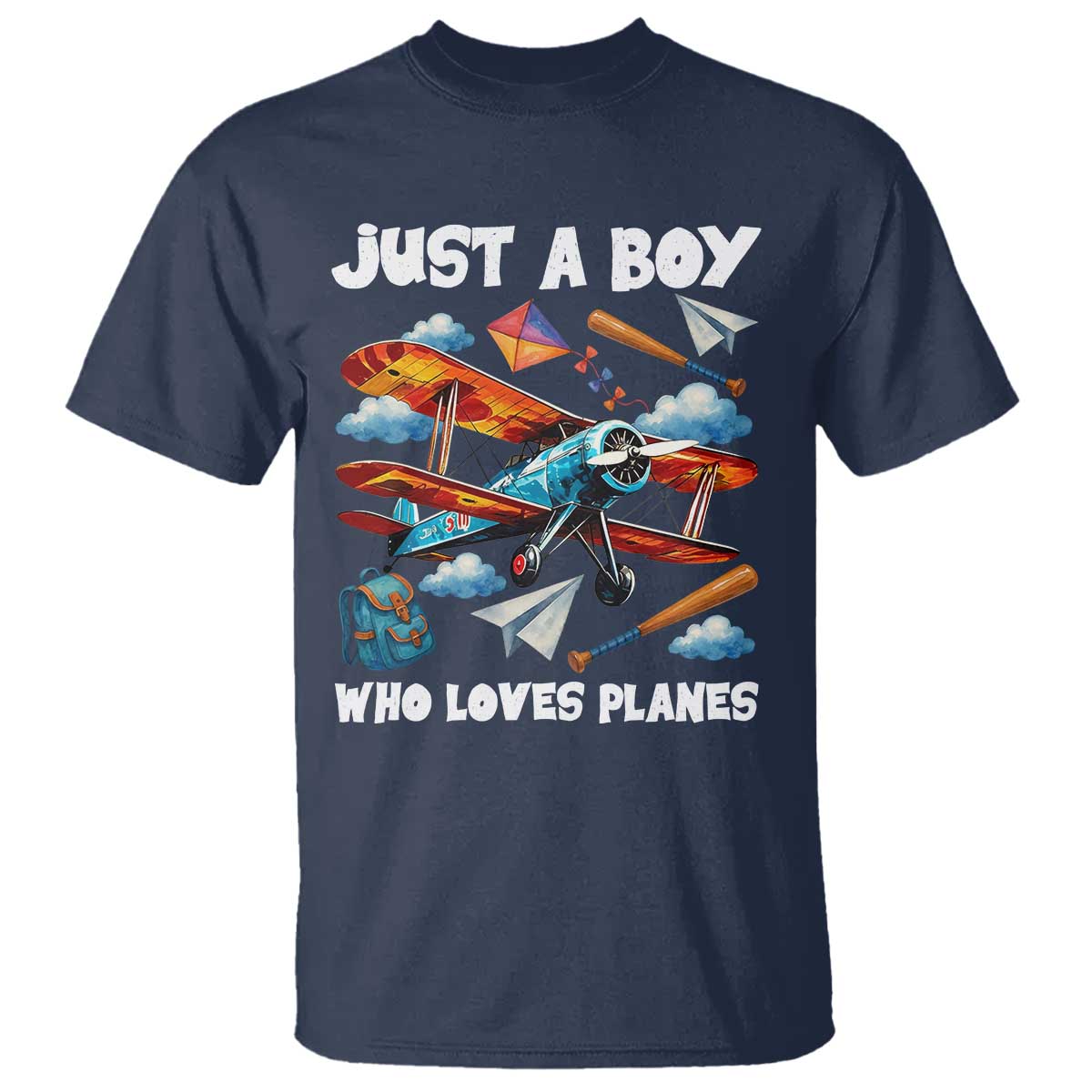 Funny Pilot Airplane Lovers T Shirt Just A Boy Who Loves Planes - Wonder Print Shop