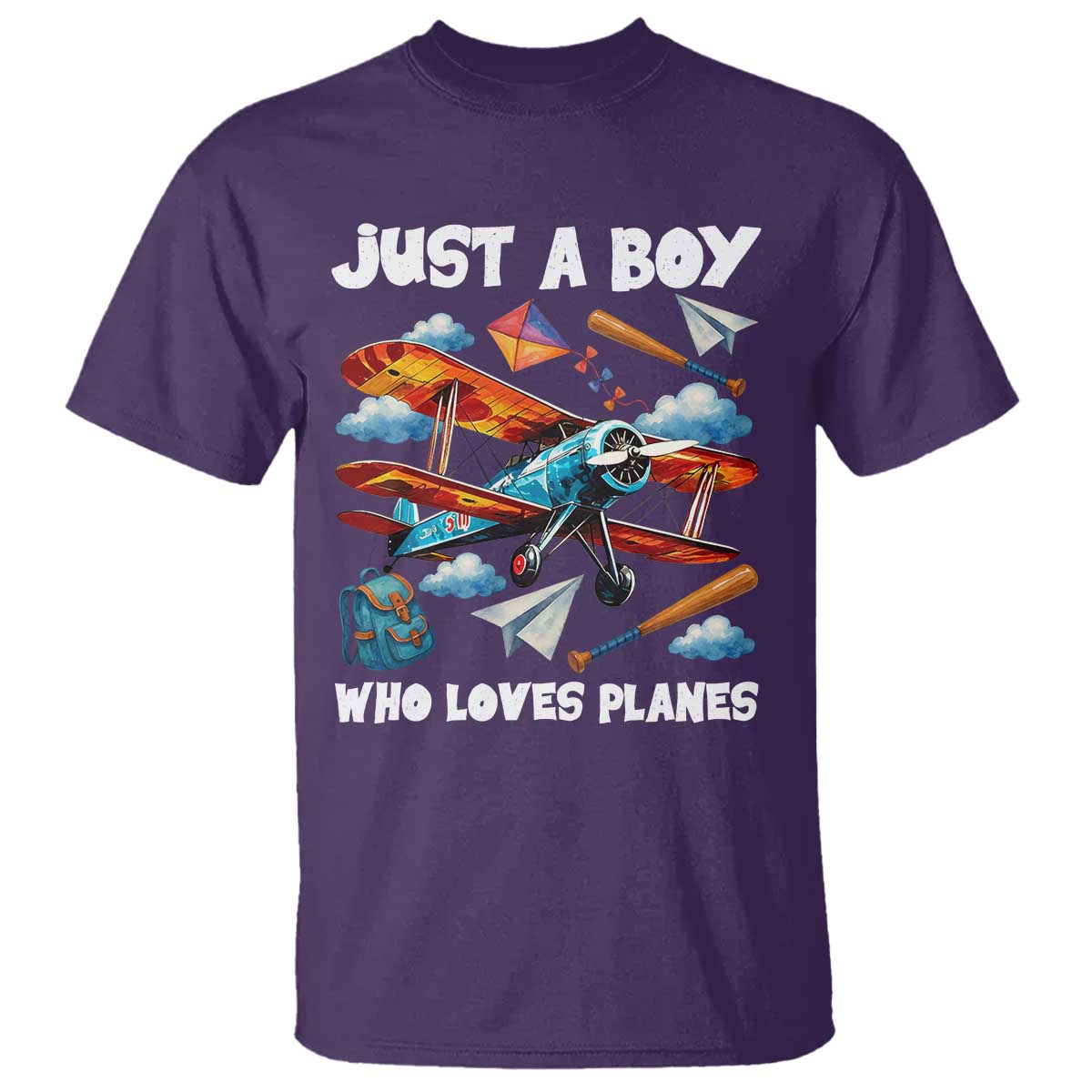 Funny Pilot Airplane Lovers T Shirt Just A Boy Who Loves Planes - Wonder Print Shop