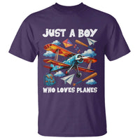 Funny Pilot Airplane Lovers T Shirt Just A Boy Who Loves Planes - Wonder Print Shop