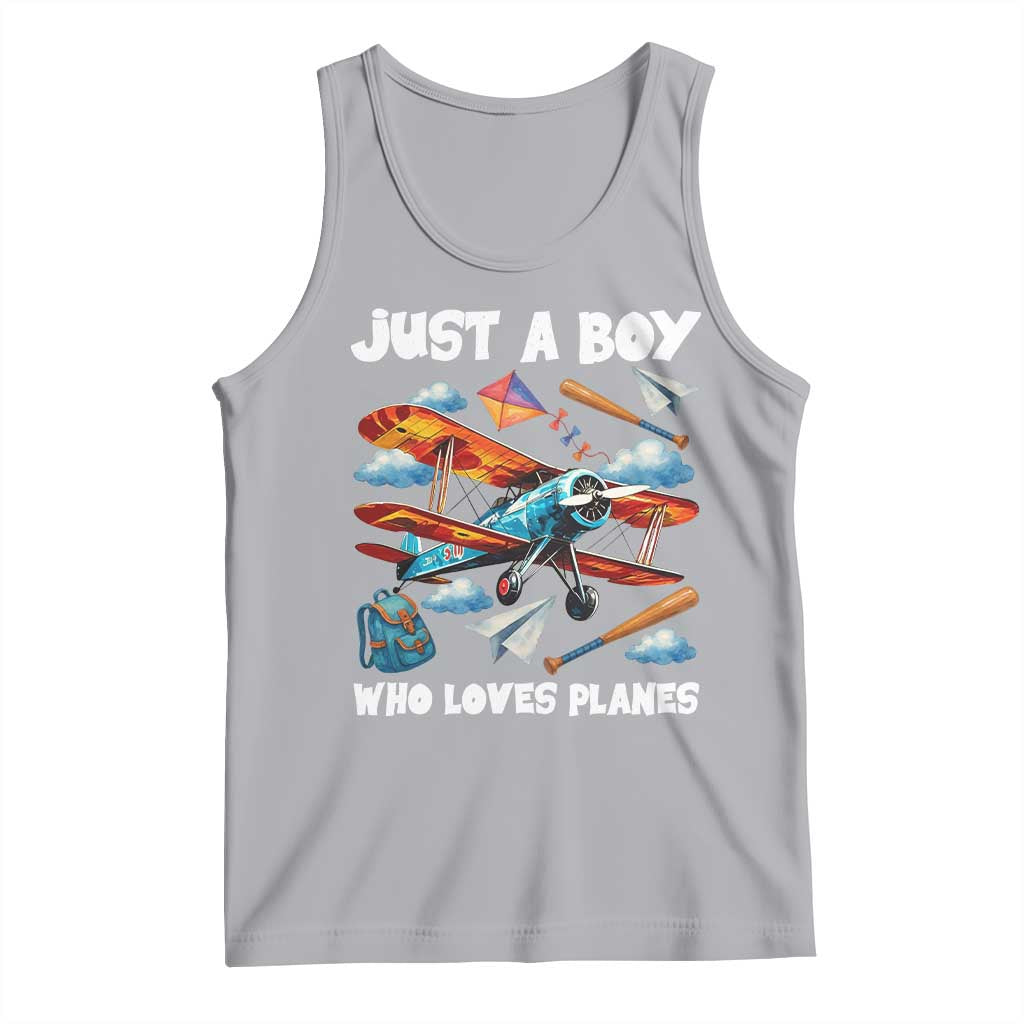 Funny Pilot Airplane Lovers Tank Top Just A Boy Who Loves Planes - Wonder Print Shop